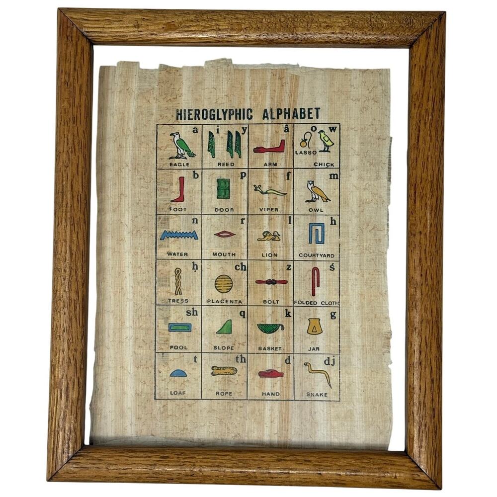 Dr Ragab Papyrus Institute Framed Hieroglyphic Alphabet Papyrus Art